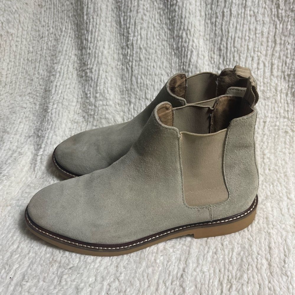 Steve Madden Men’s Highline Leather Suede Khaki Chelsea Boots SZ8M